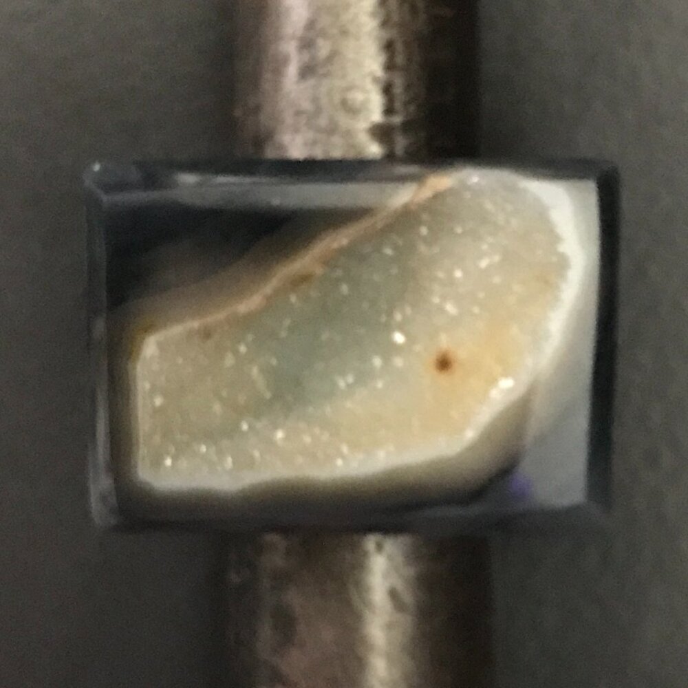 New Polished Agate Geode w/Druzy Interior Statement Ring -SZ 6.5